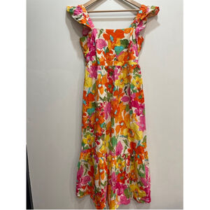 London Times Floral Maxi Dress - Pink, Orange, Green